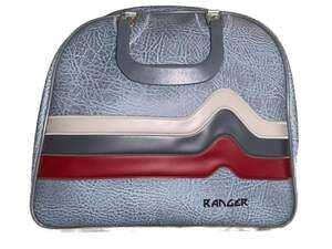 Vintage Ranger Blue Faux Leather Train Case Vanity Travel Bag